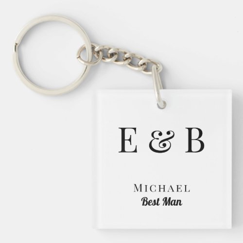 Monogram Wedding Best Man Gift Personalized Black  Keychain