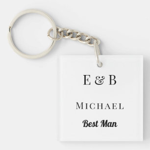 Monogram Wedding Best Man Gift Personalized Black Keychain