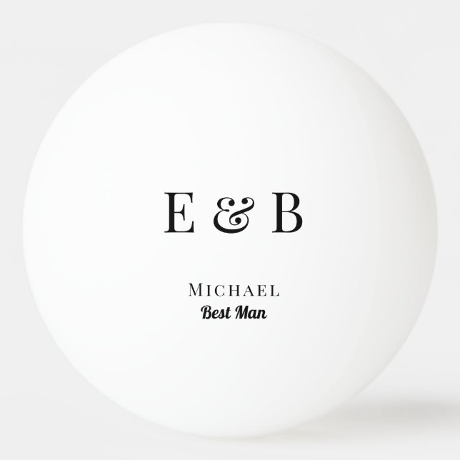 Monogram Wedding Best Man Gift Personalized Black  Ping Pong Ball (Front)