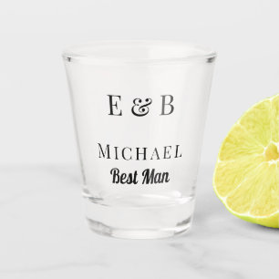Monogram Wedding Best Man Gift Personalized Black Shot Glass