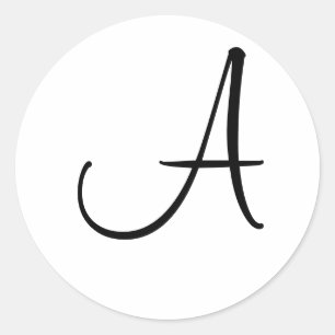 Monogram Wedding Black White Custom Initial Letter Classic Round Sticker