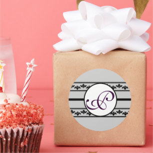 Monogram Wedding Borders Mint Classic Round Sticker