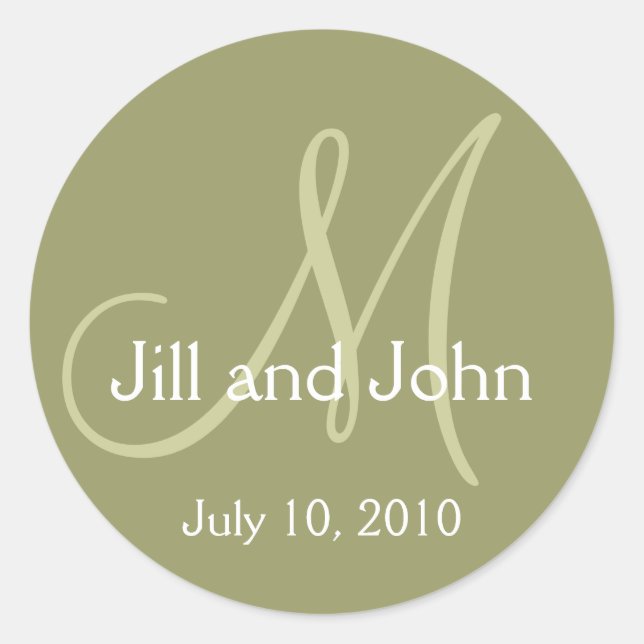Monogram Wedding Bride Groom Green Sticker (Front)