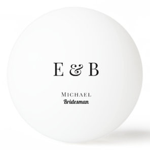 Monogram Wedding Bridesma Gift Personalized Black  Ping Pong Ball