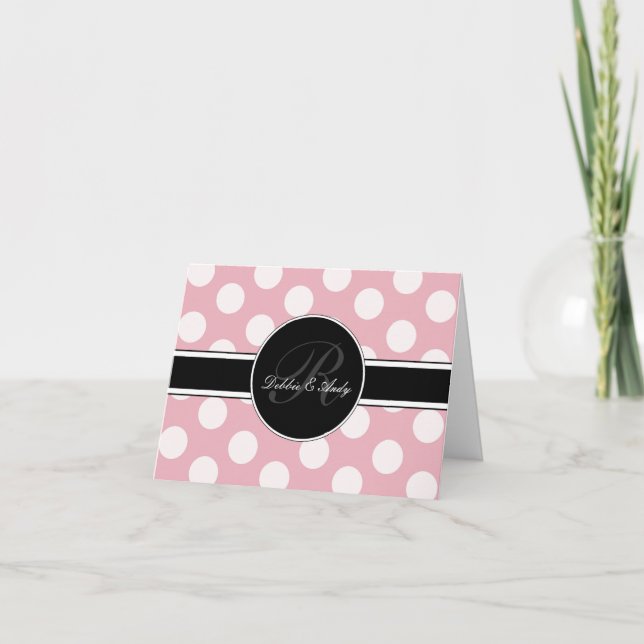 Monogram Wedding Cards Polka Dot (Front)