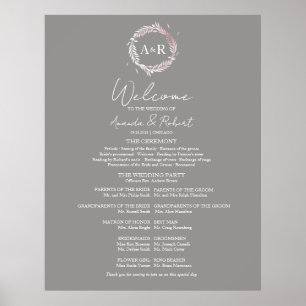Monogram Wedding Ceremony Program Sign Foam Board