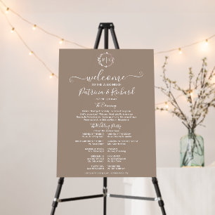 Monogram Wedding Ceremony Program Sign Foam Board