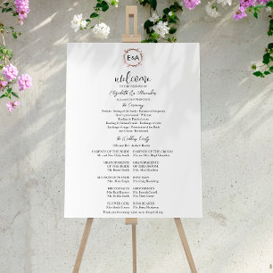 Monogram Wedding Ceremony Program Sign Foam Board