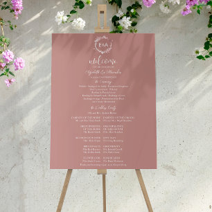 Monogram Wedding Ceremony Program Sign Foam Board
