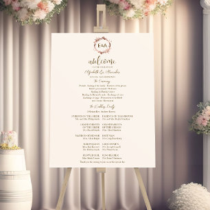 Monogram Wedding Ceremony Program Sign Foam Board