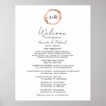Monogram Wedding Ceremony Program Sign Foam Board<br><div class="desc">Easy to personalize with your details. A simple chic monogram wreath rose gold foil wedding ceremony program sign. Modern boho ceremony program sign editable,  customizable,  calligraphy handwritten font,  simple,  elegant.</div>