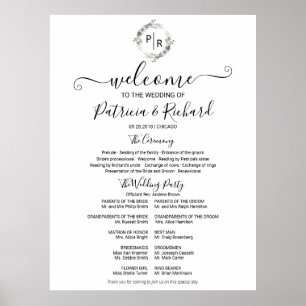 Monogram Wedding Ceremony Program Sign Foam Board