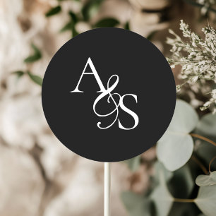 Monogram, Wedding Classic Round Sticker