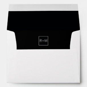 monogram wedding (couple initials) inside black envelope
