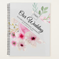 Monogram Wedding Couple Pink Blush Floral Planner