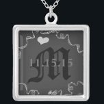 Monogram Wedding Date Anniversary Necklace<br><div class="desc">Wedding Keepsake Wedding Party Necklaces - to change background color - click customize - click edit - choose last tool in drop down menu and choose from one of the colors shown or enter your rgb hex code for your custom wedding color- to change font color select the text you...</div>