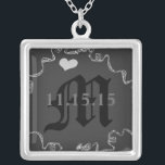 Monogram Wedding Date Anniversary Necklace<br><div class="desc">Wedding Keepsake Wedding Party Necklaces - to change background color - click customize - click edit - choose last tool in drop down menu and choose from one of the colors shown or enter your rgb hex code for your custom wedding color- to change font color select the text you...</div>