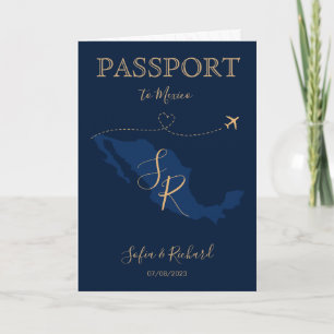 Monogram Wedding Destination Passport Mexico Invitation