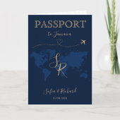 Monogram Wedding Destination Passport World Map Invitation (Front)