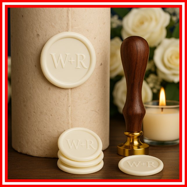 Monogram Wedding Elegant Modern Couple Simple Wax Seal Stamp (Creator Uploaded)