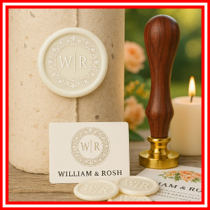 Monogram Wedding Elegant Modern Couple Simple Wax Seal Stamp