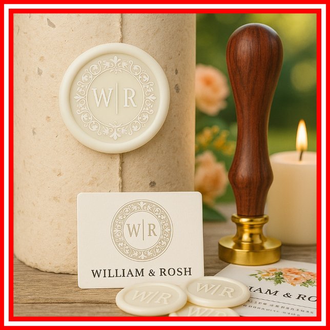Monogram Wedding Elegant Modern Couple Simple Wax Seal Stamp (Creator Uploaded)