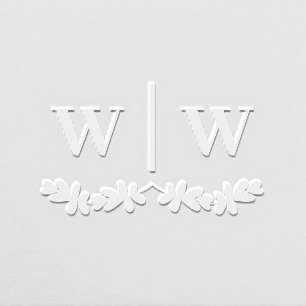 Monogram Wedding Elegant Modern Greenery Embosser
