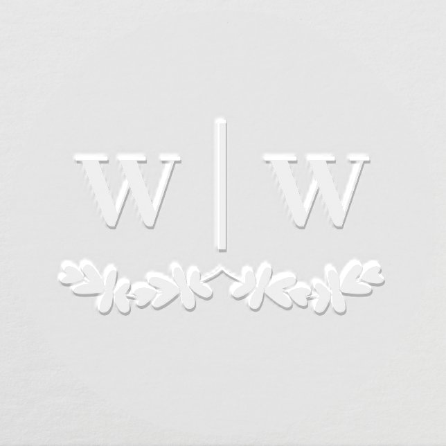Monogram Wedding Elegant Modern Greenery Embosser (Design)