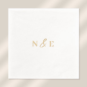 Monogram Wedding Elegant Modern Minimal Gold Foil Napkins