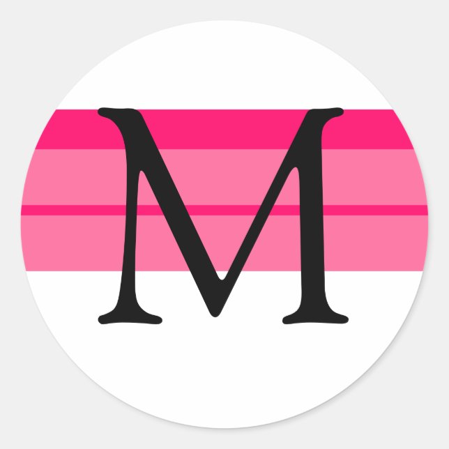 Monogram Wedding Envelope Sticker Pink Fuchsia (Front)