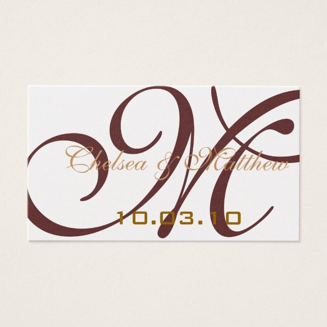 Monogram Wedding Favor Hang Tags (Front)