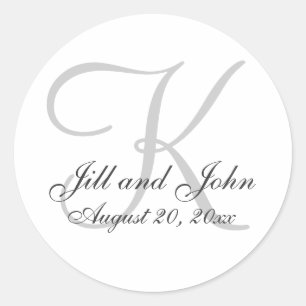 Monogram Wedding Favor Round Sticker