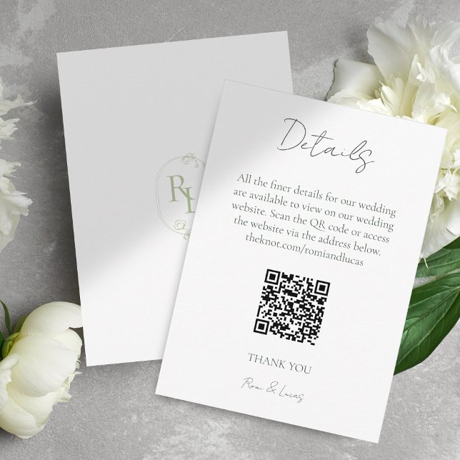 Monogram Wedding Finer Details QR code  Enclosure Card (Creator Uploaded)