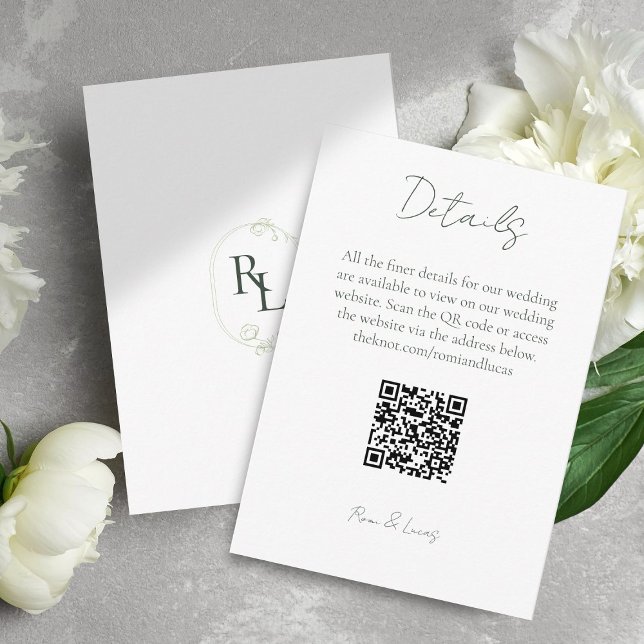 Monogram Wedding Finer Details QR code  Enclosure Card (Creator Uploaded)