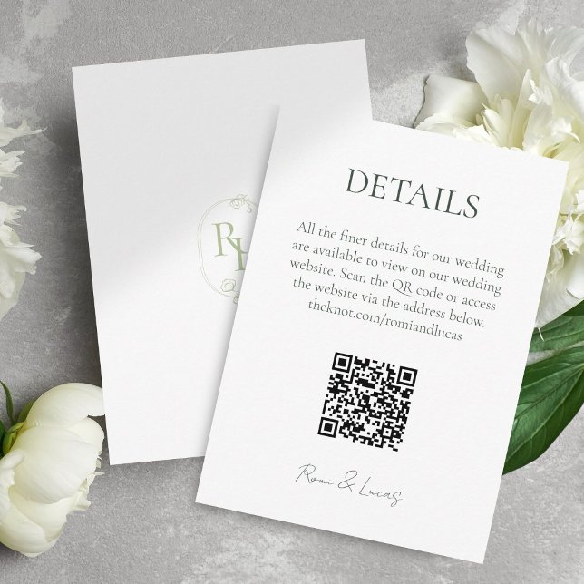 Monogram Wedding Finer Details QR code  Enclosure Card (Creator Uploaded)