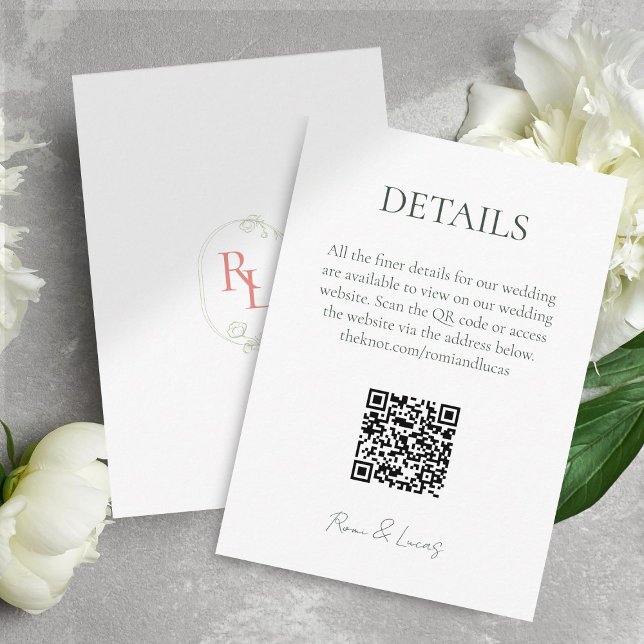 Monogram Wedding Finer Details QR code  Enclosure Card (Creator Uploaded)