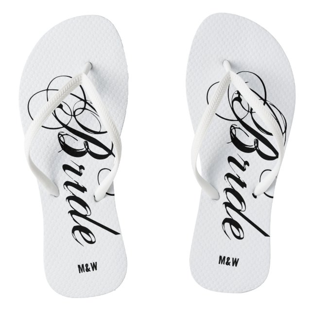 Monogram wedding flip flops for bride and groom (Footbed)