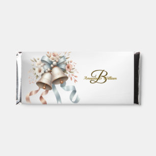 Monogram Wedding Flowers Bells Pink Blue Ribbons Hershey Bar Favors