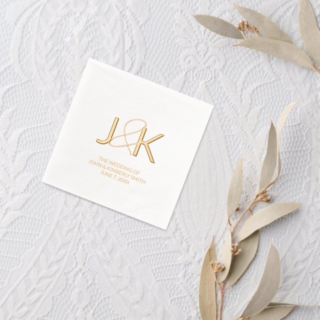 Monogram Wedding Foil Stamped Napkins (Insitu (wedding 2))