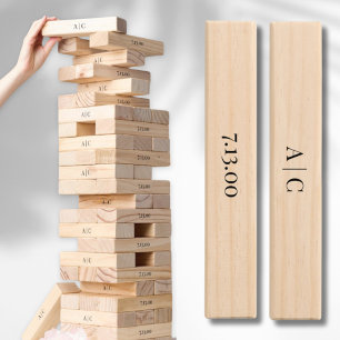 Monogram Wedding Game Custom Sign In Topple Tower