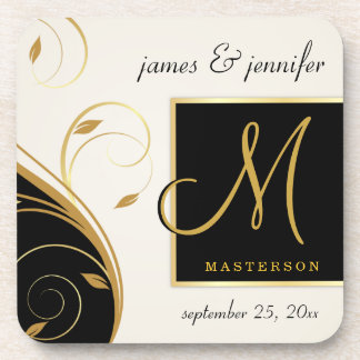 Monogram Wedding Gift Cork Coasters - Contemporary
