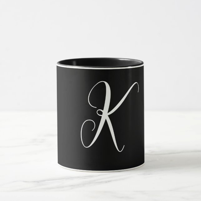 Monogram Wedding Gift Party Favor Black White 2025 Mug (Center)