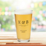 Monogram Wedding Groomsman Gift Personalized Black Glass<br><div class="desc">Monogram personalized wedding pint glass gift for groomsmen.</div>