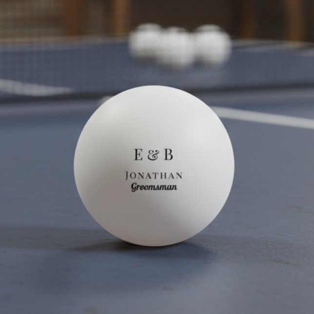 Monogram Wedding Groomsman Gift Personalized Black Ping Pong Ball (Creator Uploaded)