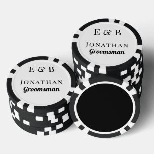 Monogram Wedding Groomsman Gift Personalized Black Poker Chips