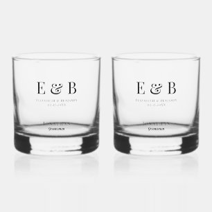 Monogram Wedding Groomsman Gift Personalized Black Whiskey Glass