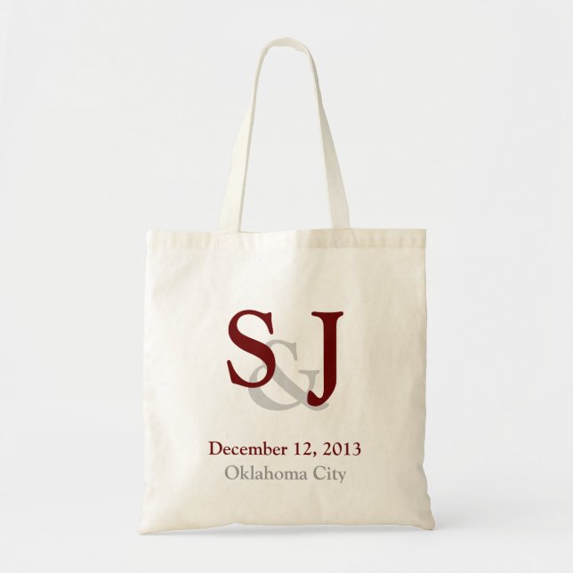 Monogram Wedding Guest Tote Bag Favor (Front)