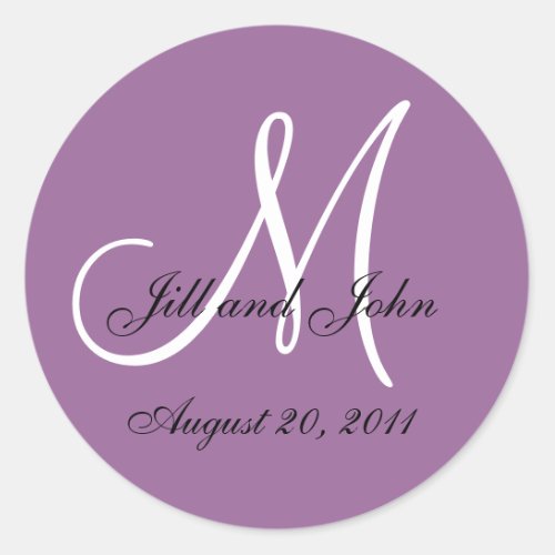 Monogram Wedding Initial Bride Groom Mauve Seal