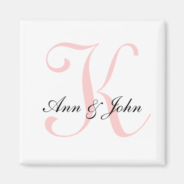 Monogram Wedding Initial Bride Groom Names Magnet (Front)
