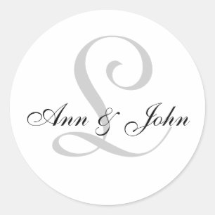 Monogram Wedding Initial Bride Groom Names Sticker